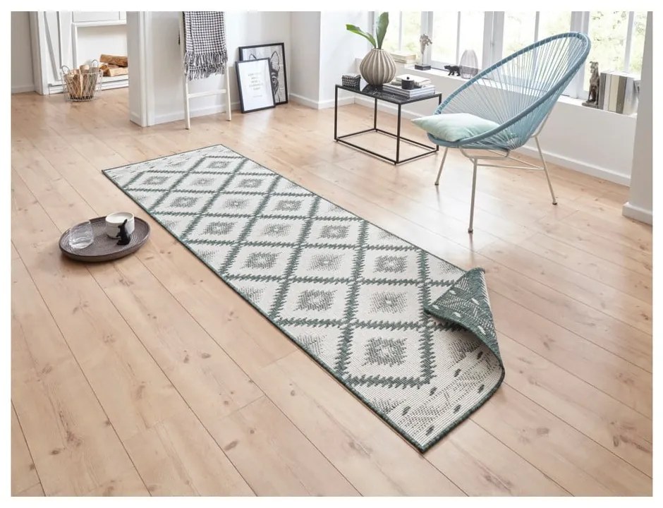 Malibu zöld-krémszínű kültéri szőnyeg, 250 x 80 cm - NORTHRUGS