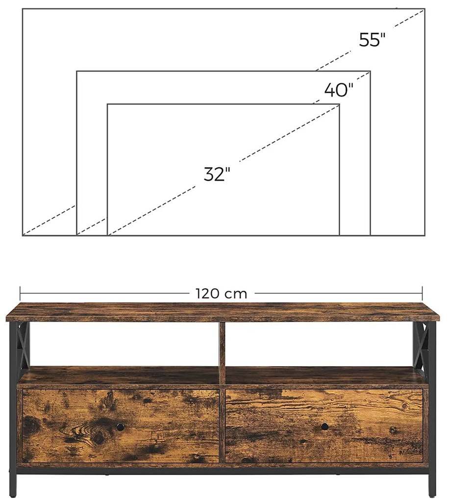 TV-szekrény 2 fiókkal 120 x 50 x 40 cm rusztikus barna