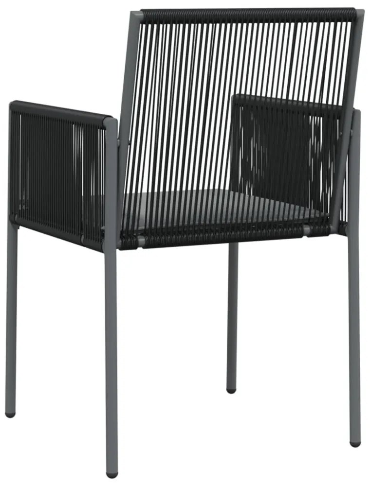 4 db fekete polyrattan kerti szék párnával 54x60,5x83,5 cm