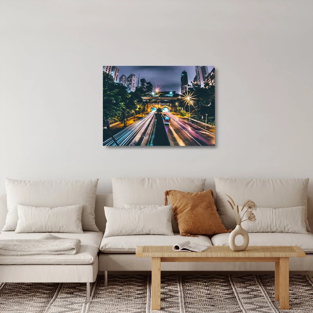 Egy éjszakai város képe (üvegen) (70x50 cm)