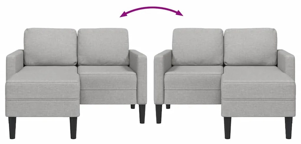 felhőszürke anyagból 2 üléses kanapé L-alakú kanapéval 125 cm