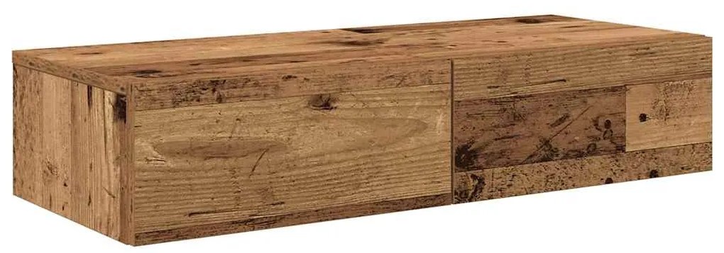 Falipolc fiókokkal régi fa 80x33x17 cm műszaki fa
