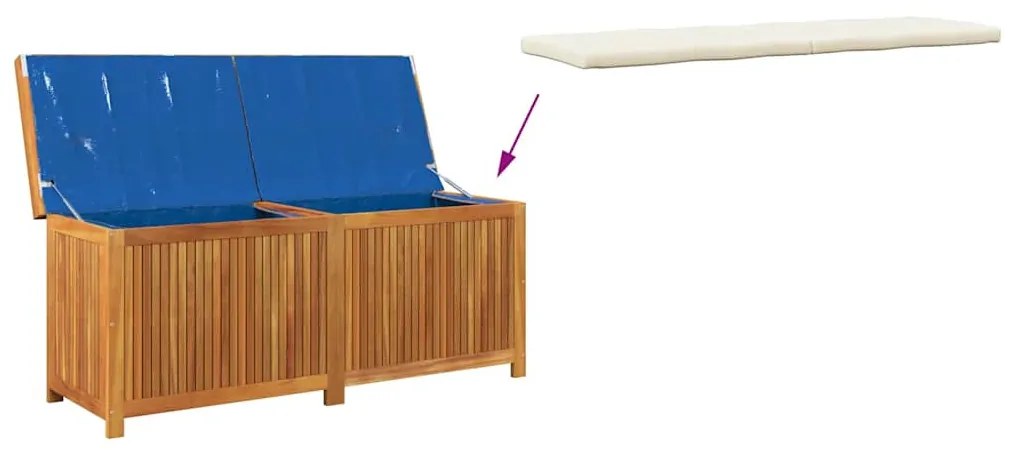 tömör akácfa kültéri párnatartó láda 150x50x60,5 cm