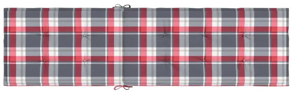 piros kockás nyugágypárna (75+105) x 50 x 4 cm