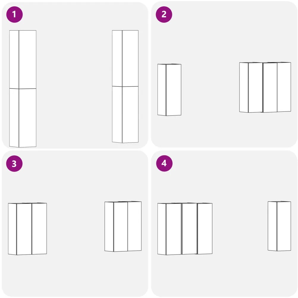 4 darabos TV szekrény szett fekete tölgyből - 30,5 x 30 x 90 cm - Mérnöki fából készült