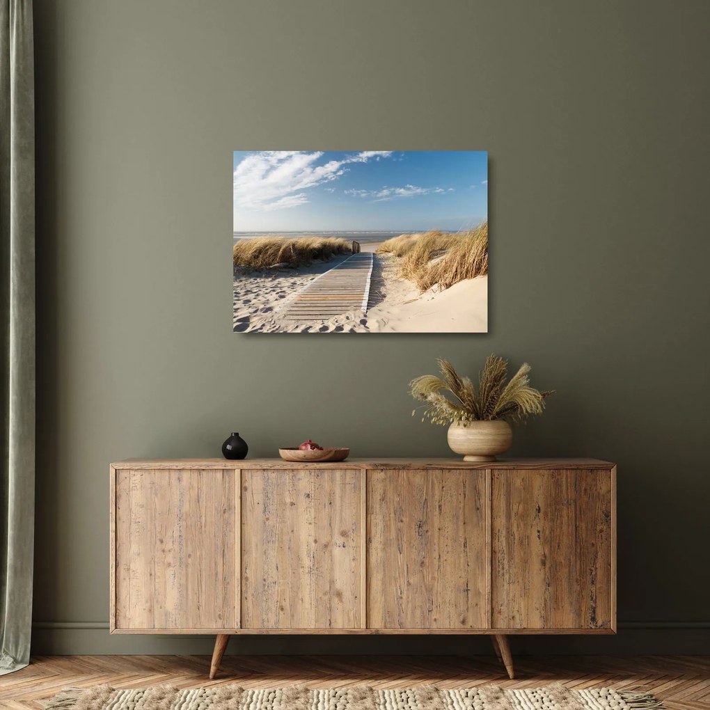 Kép - Homokos strand Langeoog szigetén, Németországban (üvegen) (70x50 cm)