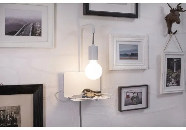 Paulmann 79812 - 1xE27/40W fali lámpatest polccal és USB-porttal CALVANI 230V fehér