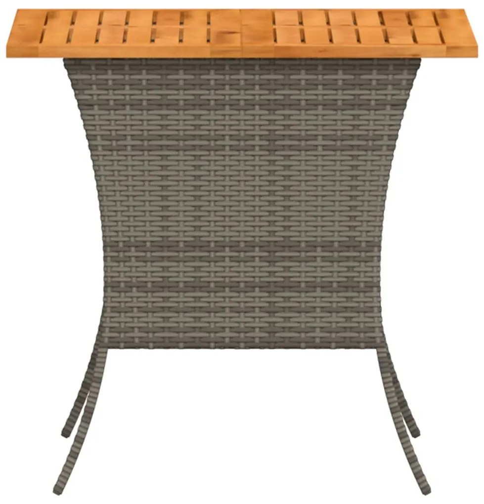szürke polyrattan akácfa lapos kerti asztal 105x75x72 cm