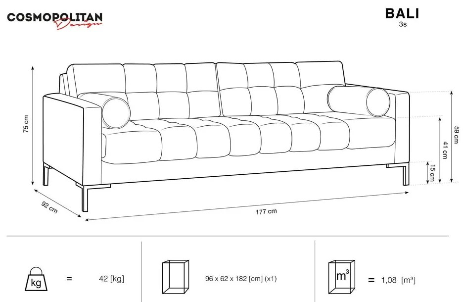 Bali sötétkék bársony kanapé - Cosmopolitan Design