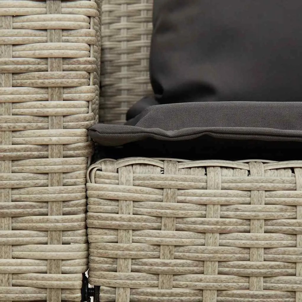 világosszürke polyrattan kerti kanapé párnával