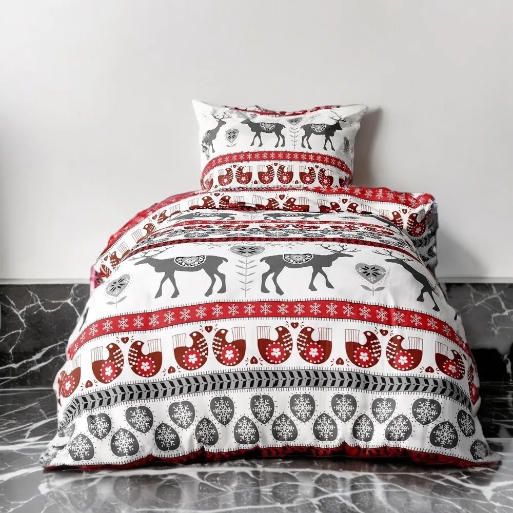 Pamut karácsonyi mintájú ágyneműhuzat Homa ORA ROMANCE 140X200 cm