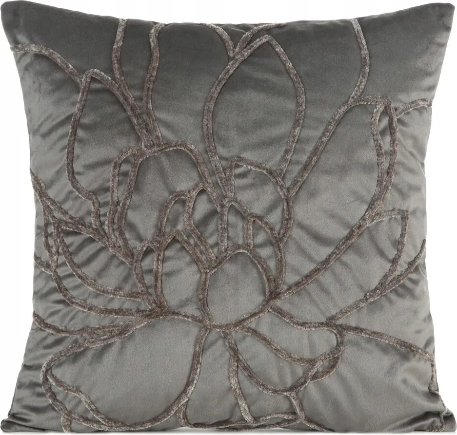 Dekoratív párnahuzat Sandi 45x45 Eurofirany acél felvarrt virág mintával