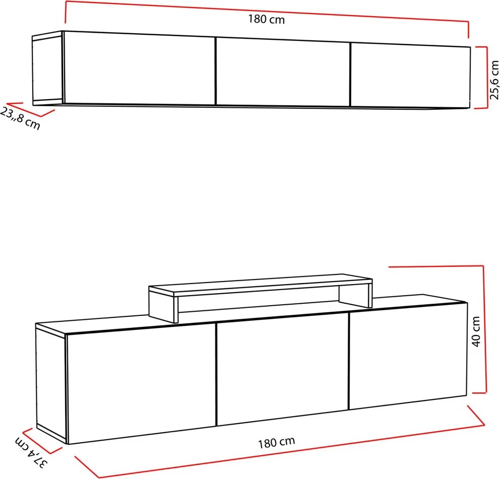 TV-állvány, fehér, 180 cm – TR788DEC3049