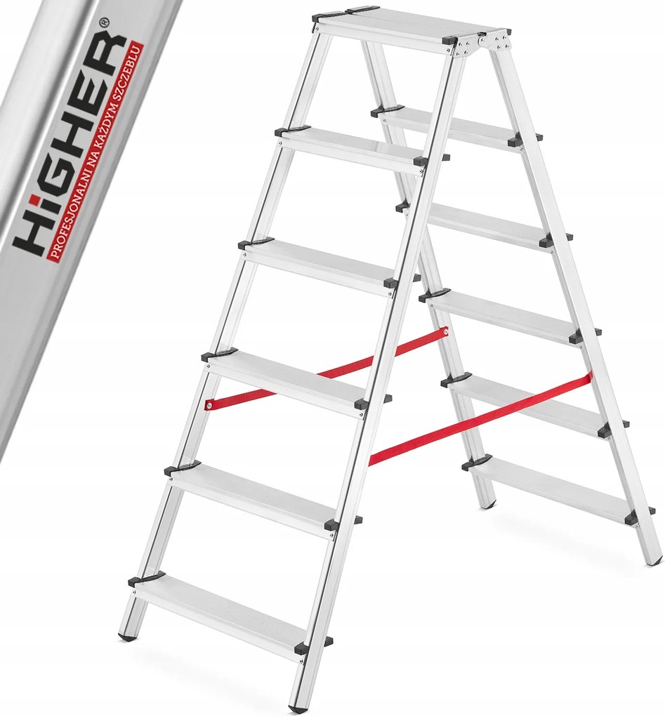 Háztartási létra alumínium kétoldalas összecsukható lépcső Higher 2x6 125kg