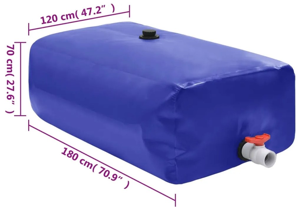 összecsukható PVC víztartály csappal 1500 L
