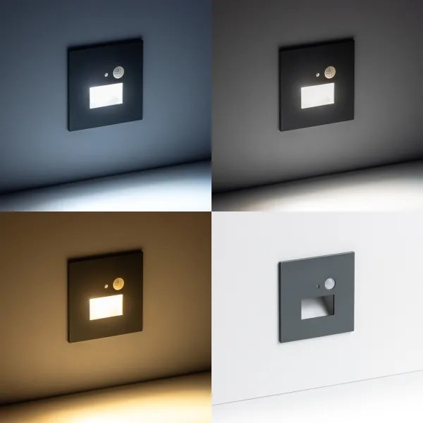LED lépcsővilágító lámpatest mozgásérzékelővel LED/1,5W/230V 3000/4000/6000K antracit