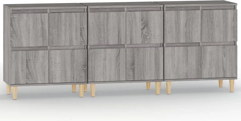 vidaXL 3 db szürke sonoma színű szerelt fa tálalószekrény 60x35x70 cm