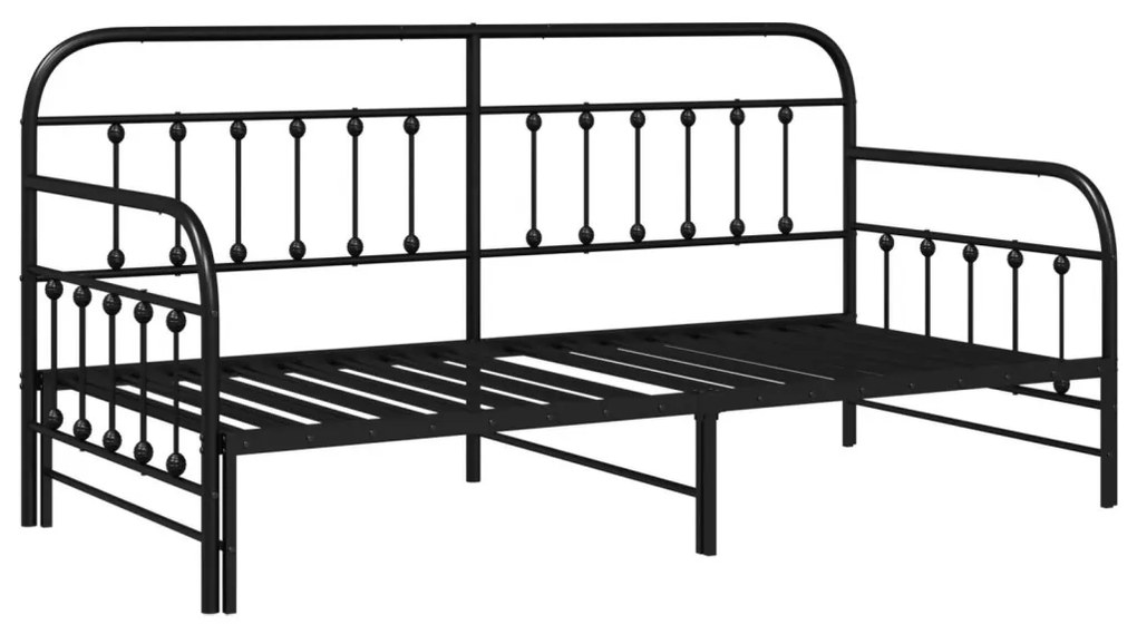 Napágy Keret Dívánnal Fekete 90x190 cm Acél