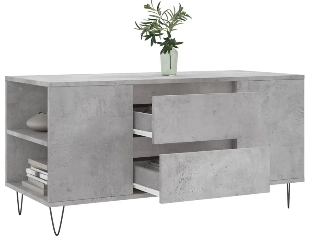 Betonszürke szerelt fa dohányzóasztal 102x44,5x50 cm
