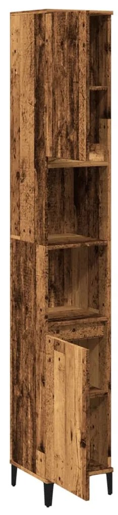 Antik fa színű szerelt fa fürdőszobaszekrény 30 x 30 x 190 cm