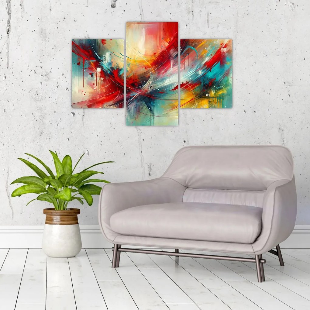 Kép – Absztrakció pirossal (90x60 cm)
