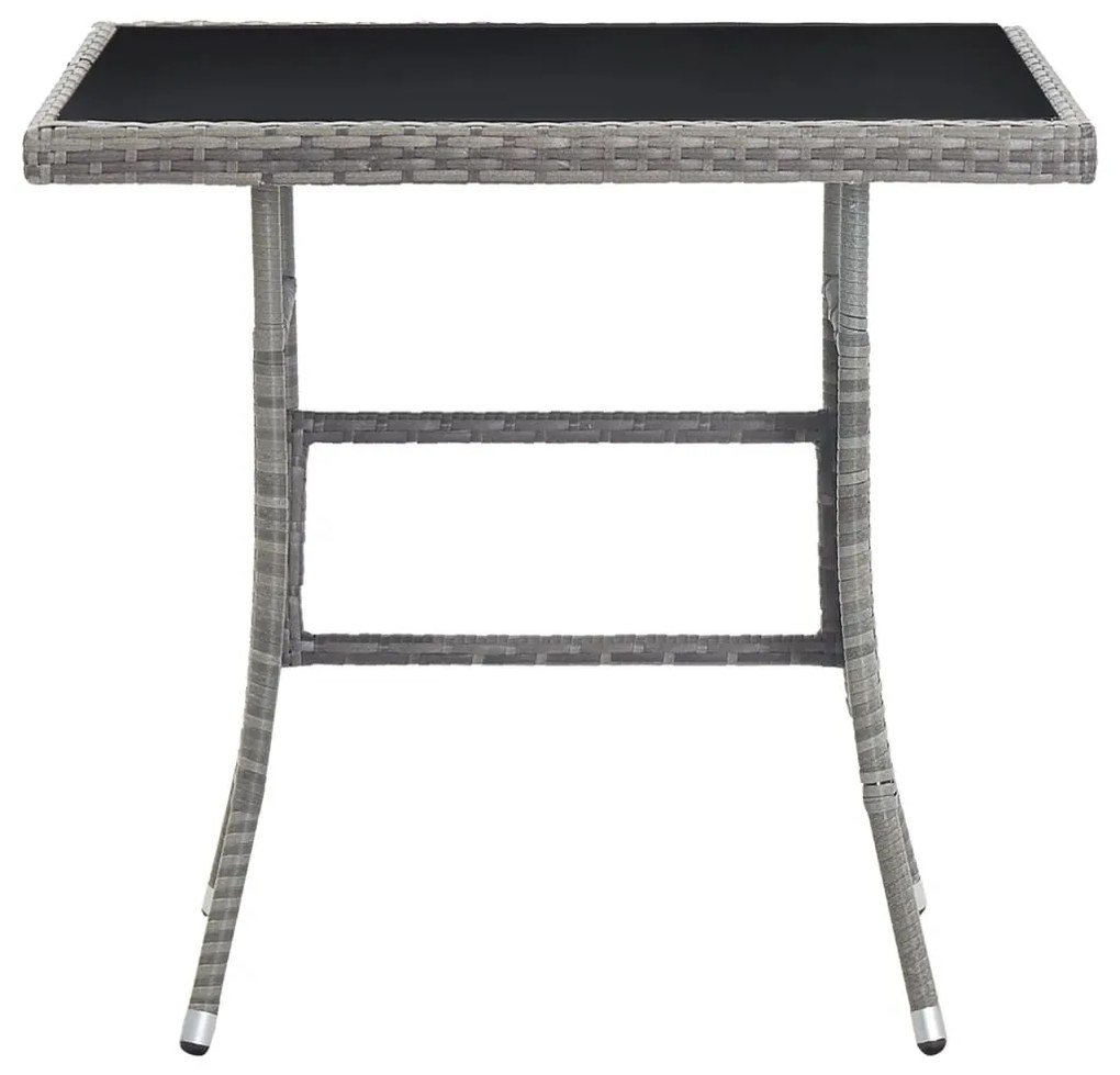 szürke polyrattan kerti asztal 80 x 80 x 74 cm