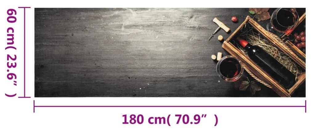 mosható boros üveg mintás bársony konyhai szőnyeg 60x180 cm