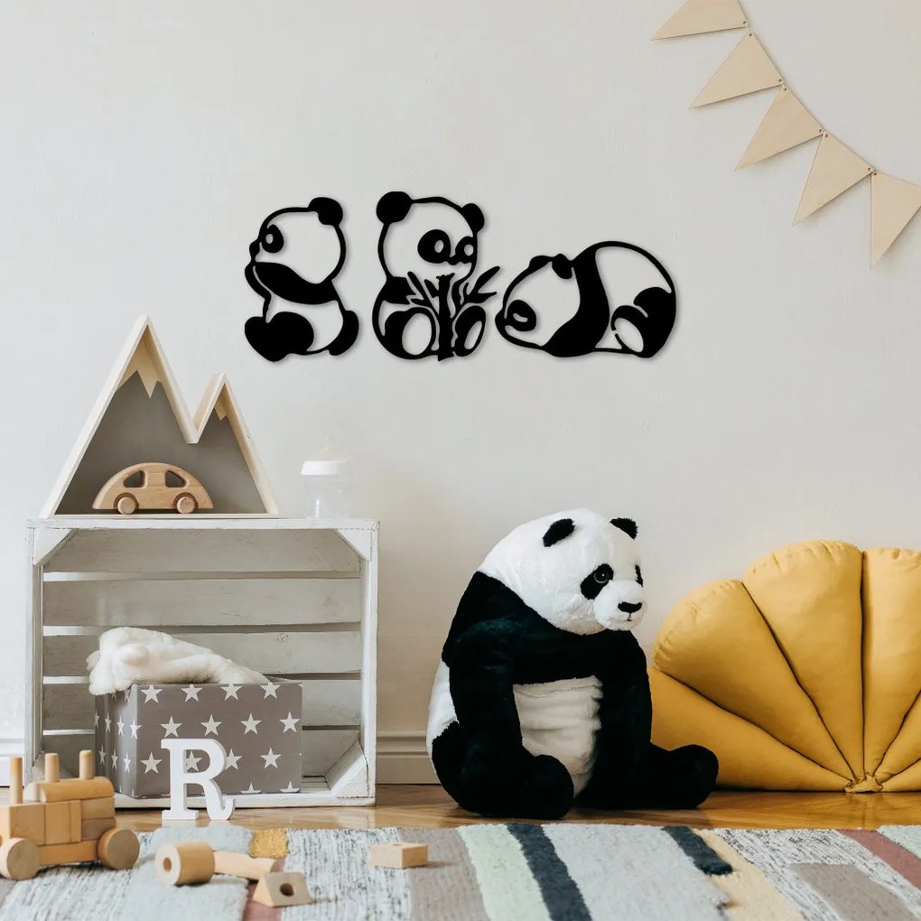 Pandas fém fali dekoráció, 18×26 cm