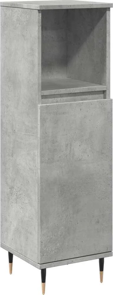 vidaXL betonszürke szerelt fa fürdőszobaszekrény 30 x 30 x 100 cm