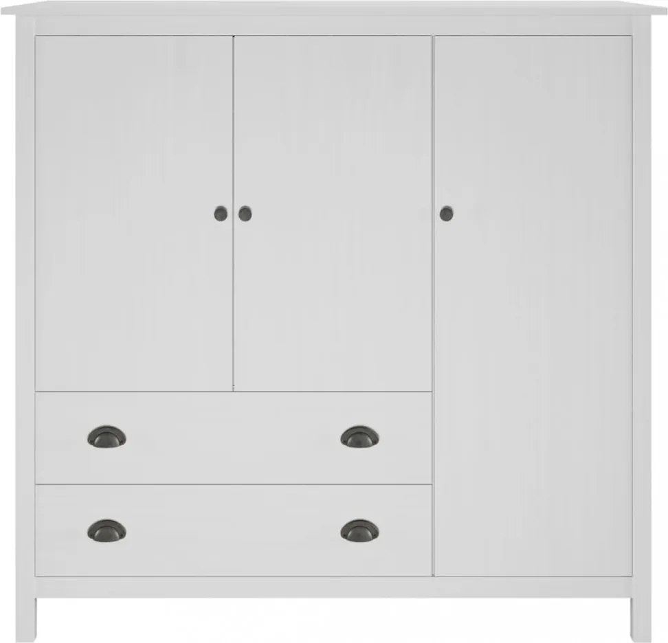 Hill range fehér 3 ajtós tömör fenyő ruhásszekrény 142x45x137cm