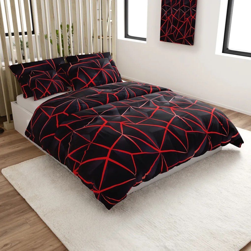 Pamut ágynemű PENELOPE PIROS fekete Ágyneműhuzat mérete: 70 x 90 cm | 140 x 200 cm