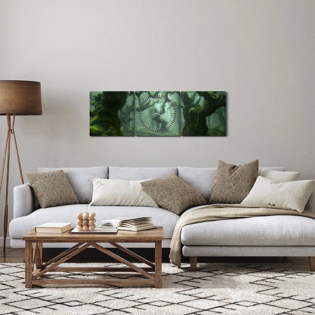 Kép - Egy mohával borított erdő (órával) (90x30 cm)