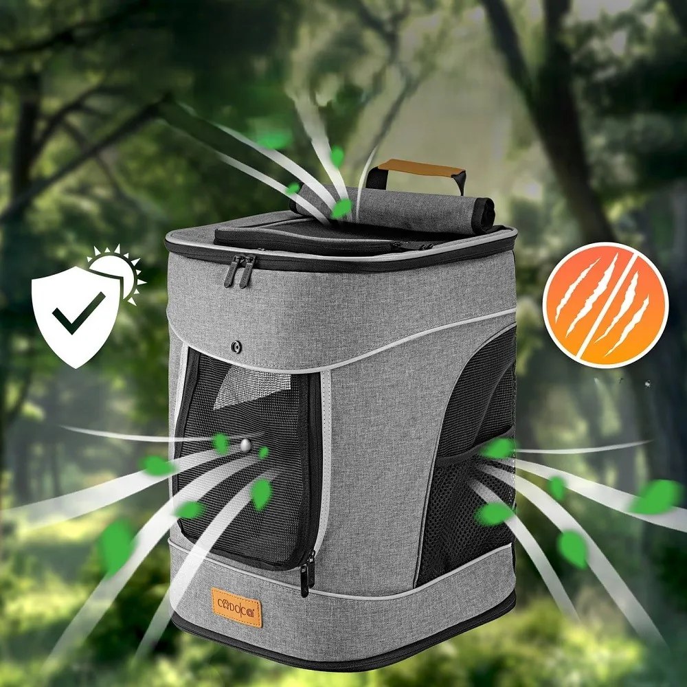 JOY hátizsák kutyáknak és macskáknak, 31x30x41cm, szürke Cadoca