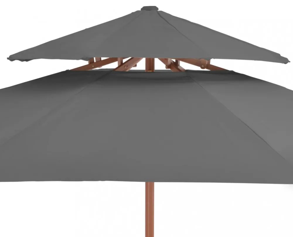 antracitszürke kétszintes napernyő fa rúddal 270 cm
