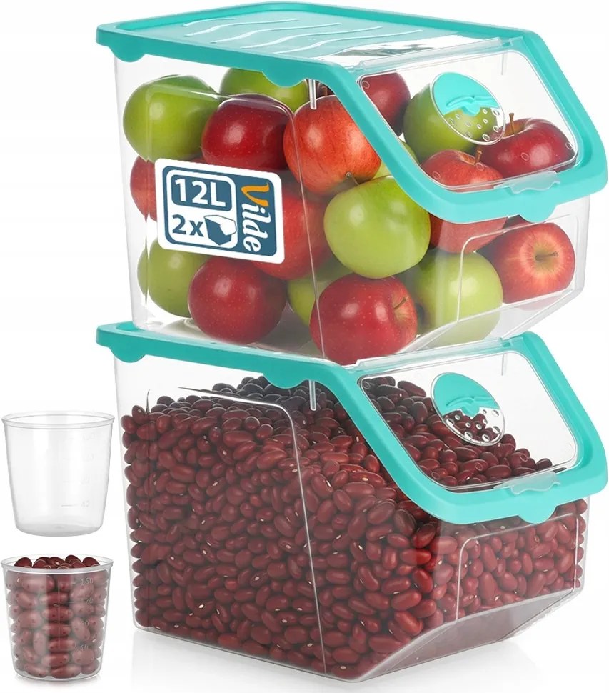 2x Zöldség Tartály Gyümölcs hagyma burgonya fokhagyma eledel por nagy XL