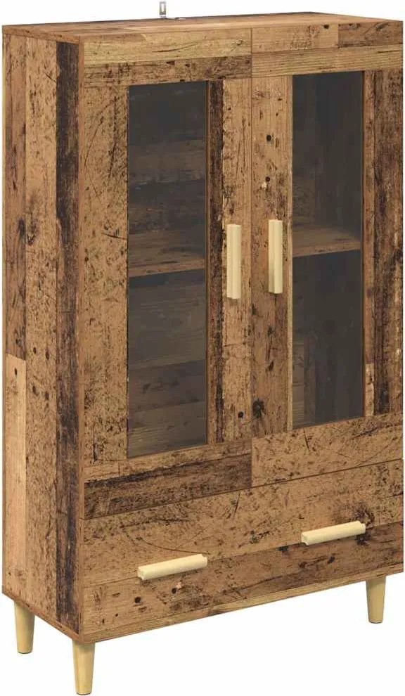 vidaXL Magasfiú fiókkal Öreg fa 70 x 31 x 115 cm Faanyag