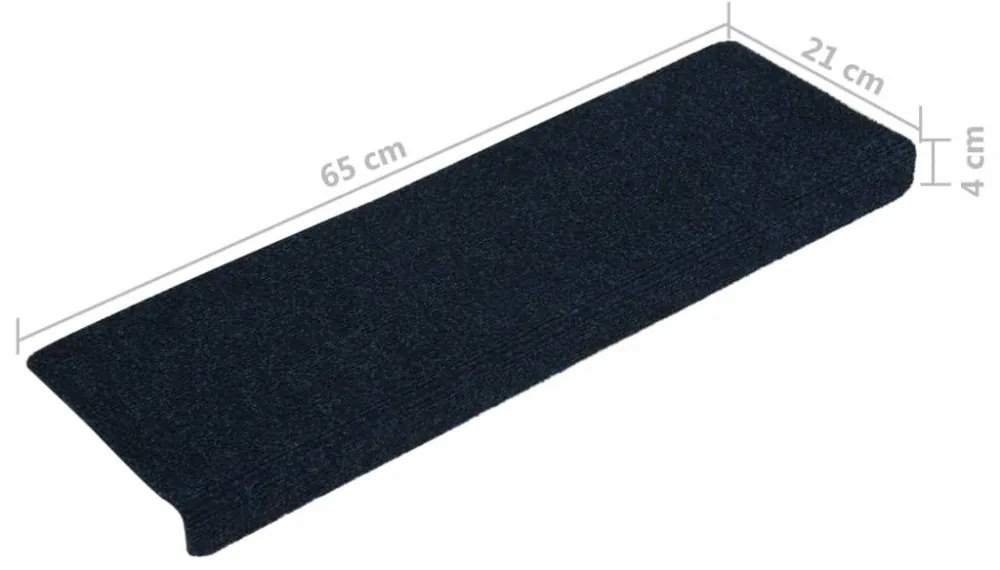 15 db tűvel lyuggatott kék szövet lépcsőszőnyeg 65x21x4 cm