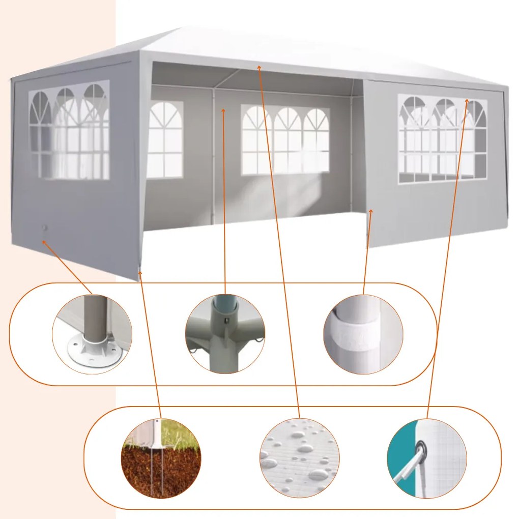 NEAPOL rendezvénysátor, 3x6m, fehér Jurhan