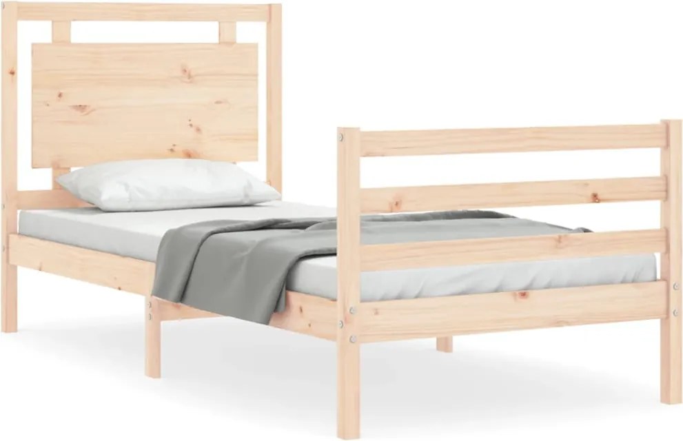vidaXL tömör fa ágykeret fejtámlával 100 x 200 cm
