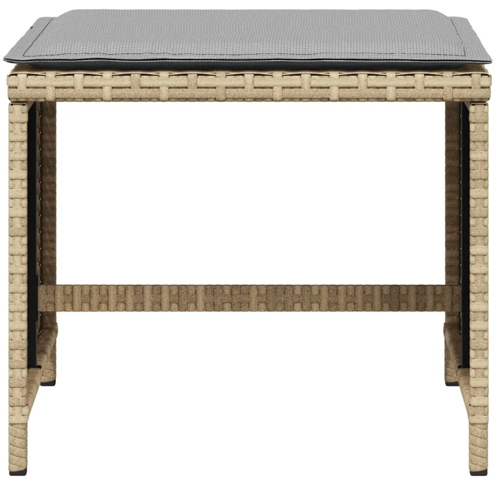 4 db vegyes bézs polyrattan kerti szék párnával 41 x 41 x 36 cm