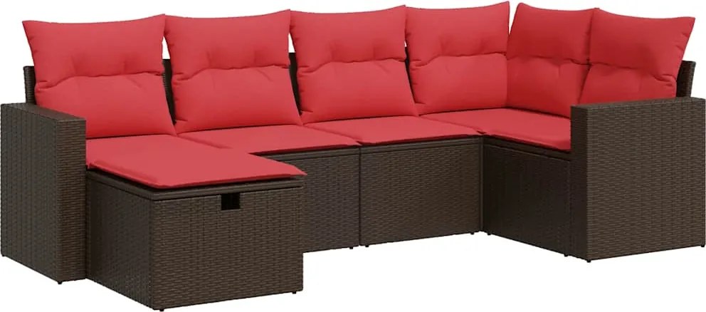 vidaXL 6 részes barna polyrattan kerti ülőgarnitúra párnával
