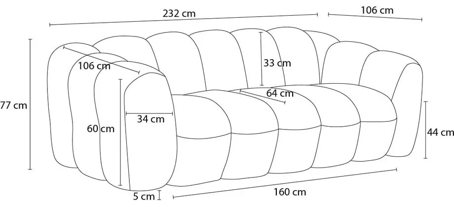 Zöld buklé kanapé 232 cm Hippolyte – Bobochic Paris