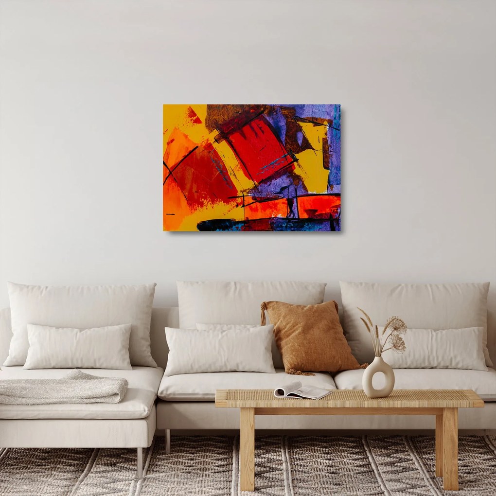 Absztrakciós kép (üvegen) (70x50 cm)