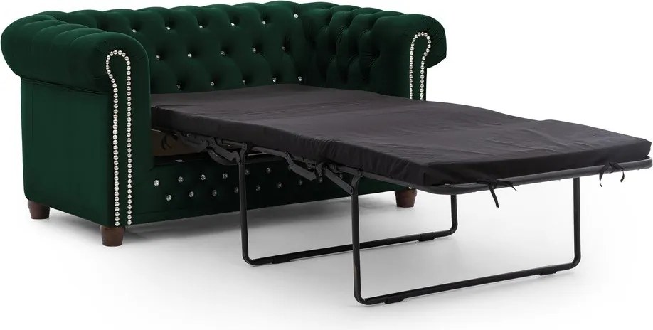 Zöld bársony kinyitható kanapé 148 cm York Blik – Ropez