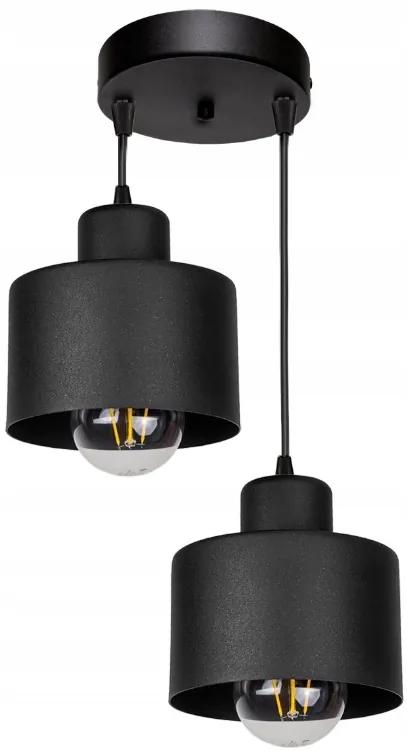 Glimex LAVOR állítható függőlámpa fekete 2x E27 + ajándék LED izzók