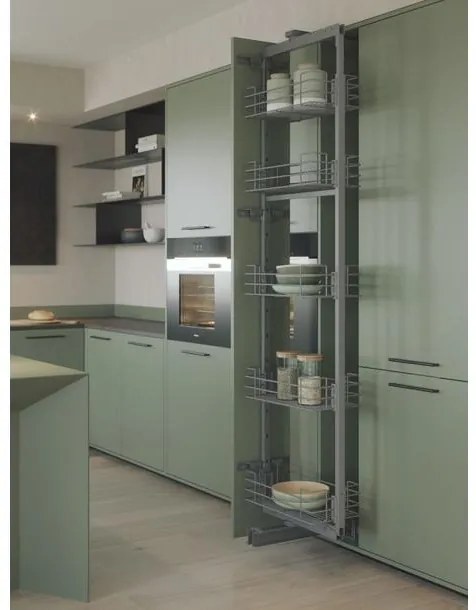 Konyhai fémrács, kamravasalat, 300mm, ezüst szürke, teljes kihúzású, csillapított záródás, 1880-2180mm, 5 kosár SIGE, Green Line 265