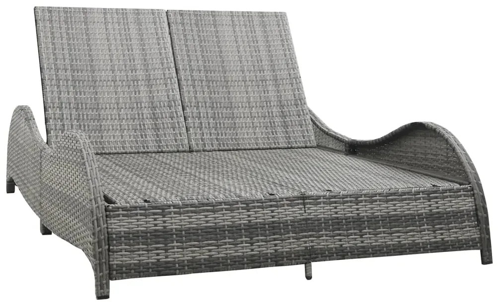 vidaXL kétszemélyes antracitszürke polyrattan napozóágy párnával