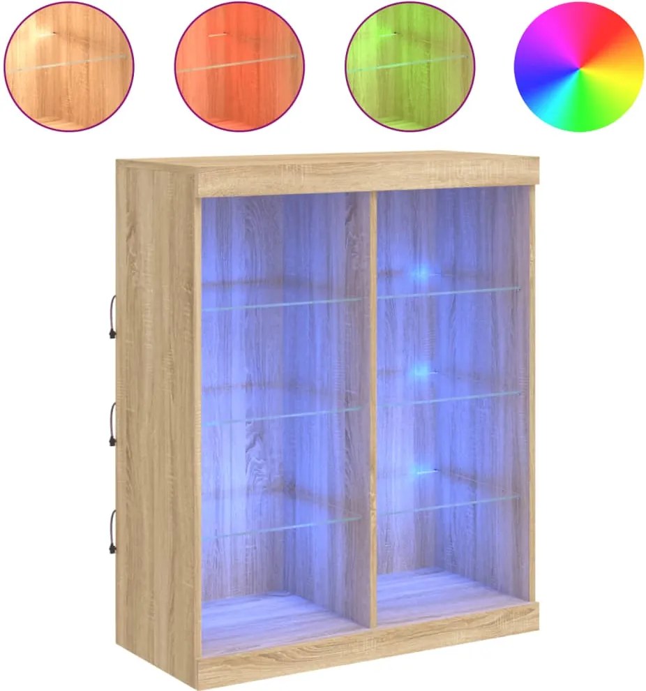 vidaXL sonoma tölgy színű tálalószekrény LED-ekkel 81 x 37 x 100 cm