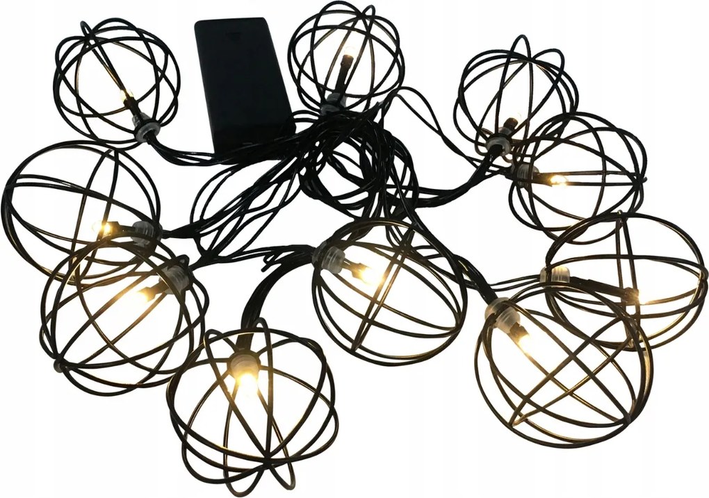 Kerti girland Akkumulátoros Fénylánc Gömb 10x Loft 2700K 2,1m