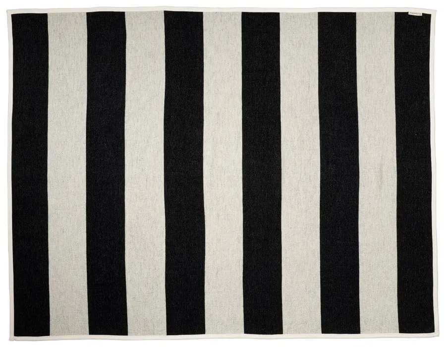 Fekete-fehér gyapjúkeverék takaró 140x180 cm Bob Black Vanilla – Pappelina